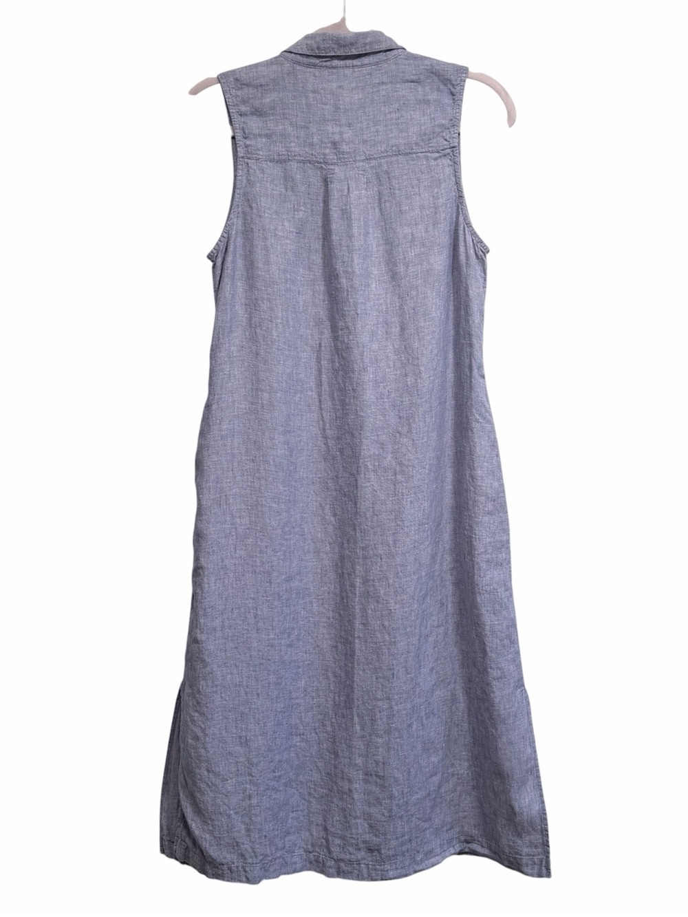 Tommy Bahama 100% linen chambray button front sleeveless midi dress, size small - Picture 3 of 9